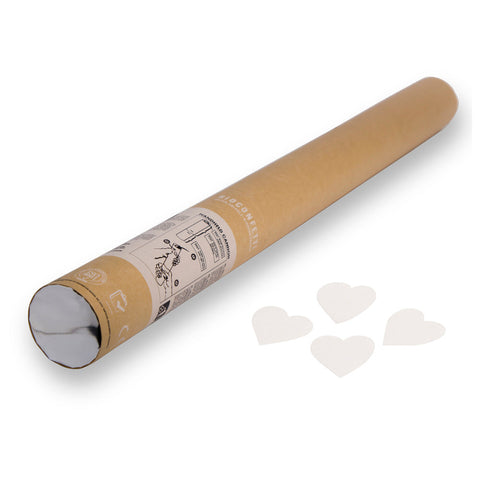 Carton 25 - BioConfetti Handheld Cannon 60CM - White Hearts