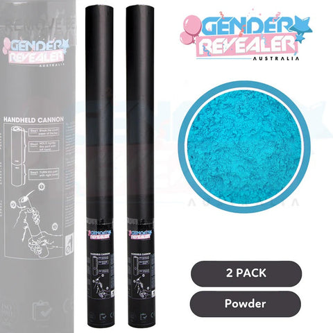 2 Pack - Gender Revealer Handheld Cannon 60 cm - Blue FX Powder